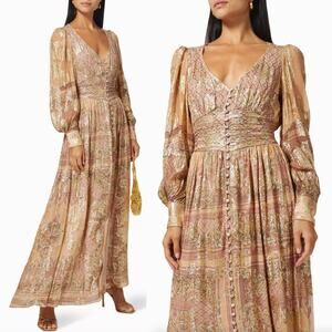 Hemant and Nandita Pink and Gold Maxi Dress